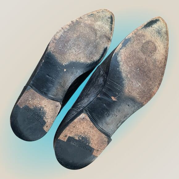 Dolce & Gabbana Pointy Toe Oxford Black Croc Leather Tie Shoes Mens 8.5 US Italy - Picture 8 of 13